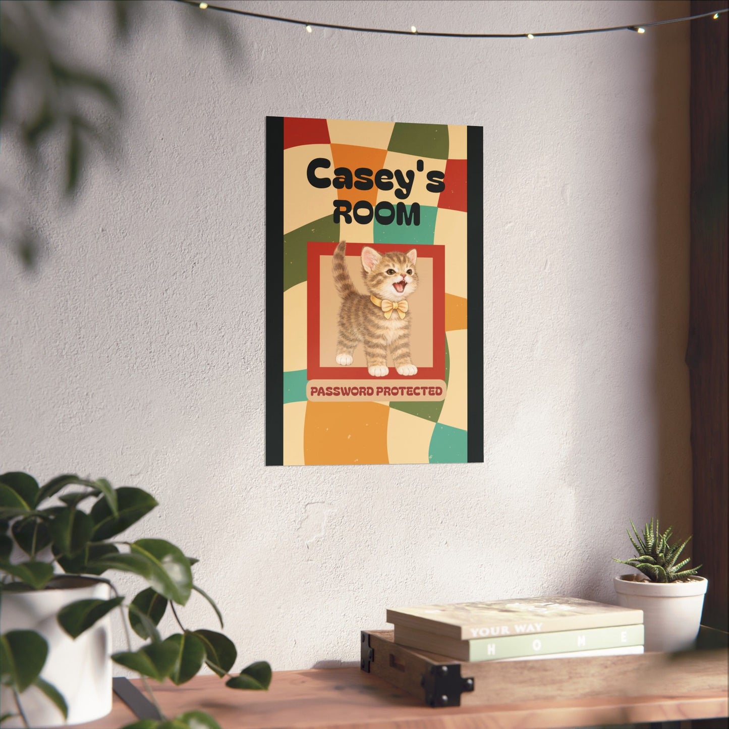 Personalized Cat Room Poster — "Password Protected" Matte Vertical Poster