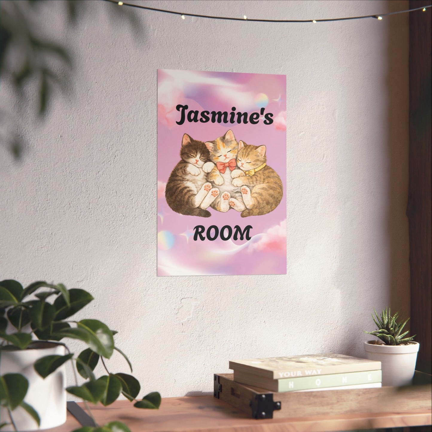 Personalized Matte Vertical Poster — Sleeping Kittens Room Name • Perfect Gift for Cat-Loving Kids