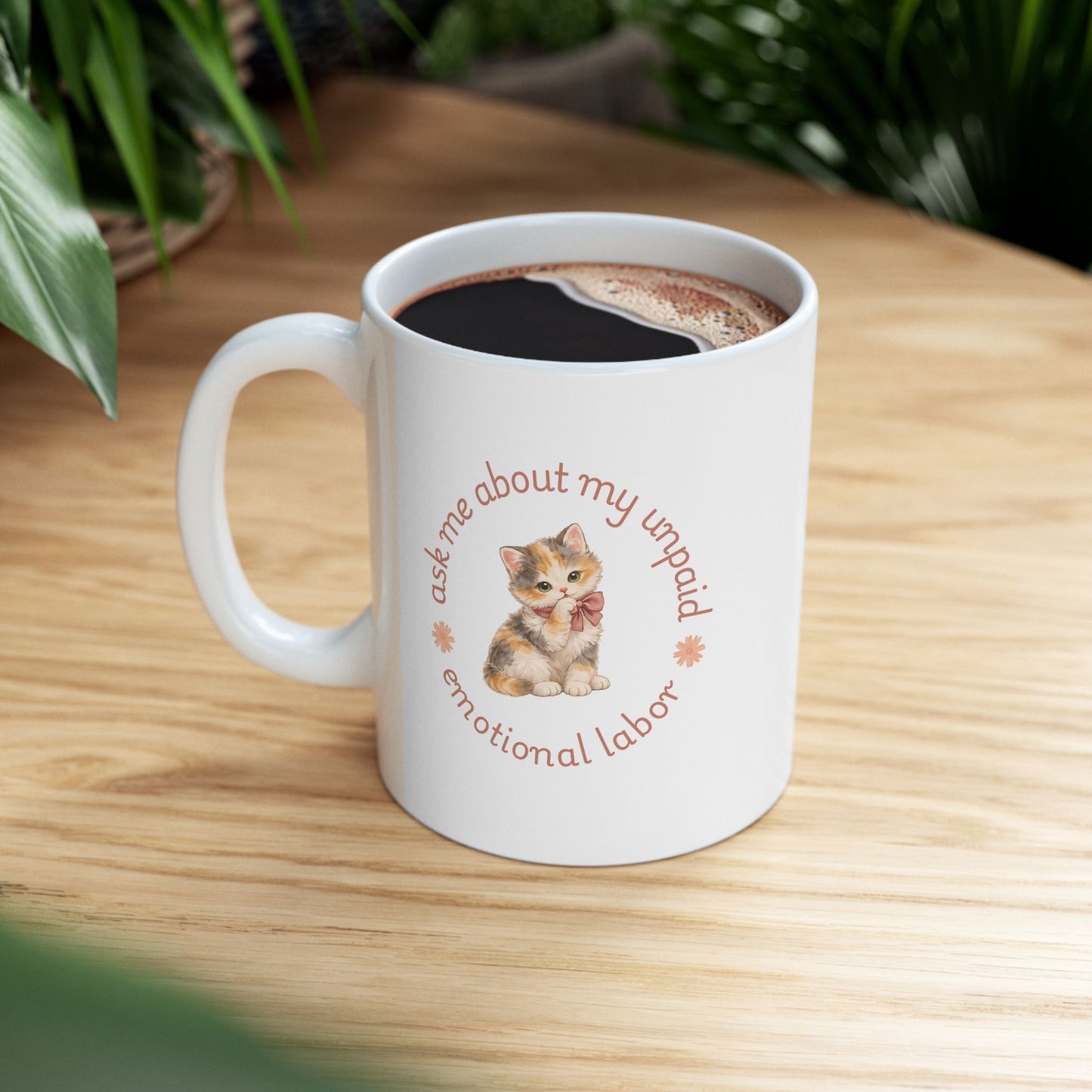 Ask Me Mug — Retro Kitten Coffee Cup Ceramic Mug Pastel Cat