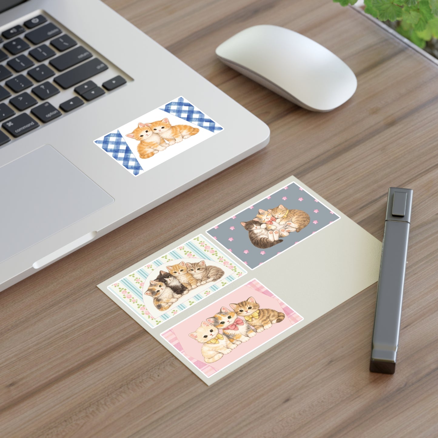 Vintage Kitten Stickers — Cute Floral & Striped Cat Decals