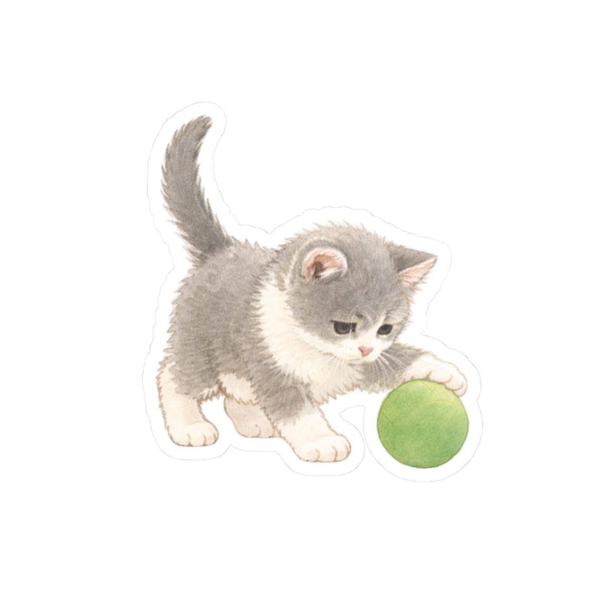 Eye on the Ball Sticker — Cute Kitten Kiss-Cut Cat Vinyl Decal for Laptops & Water Bottles