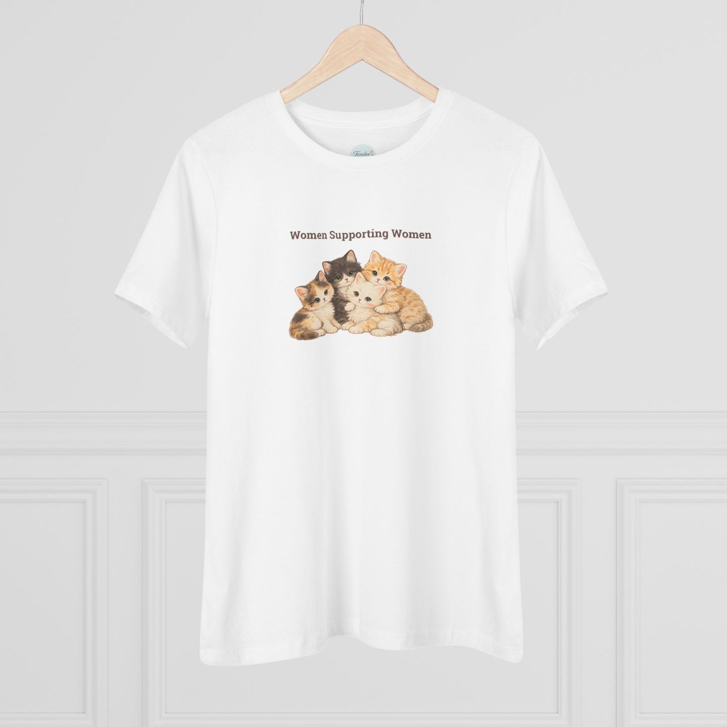 Women Supporting Women Tee - Cute Kitten Feminist Graphic Cotton Shirt
