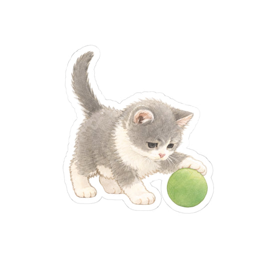 Eye on the Ball Sticker — Cute Kitten Kiss-Cut Cat Vinyl Decal for Laptops & Water Bottles