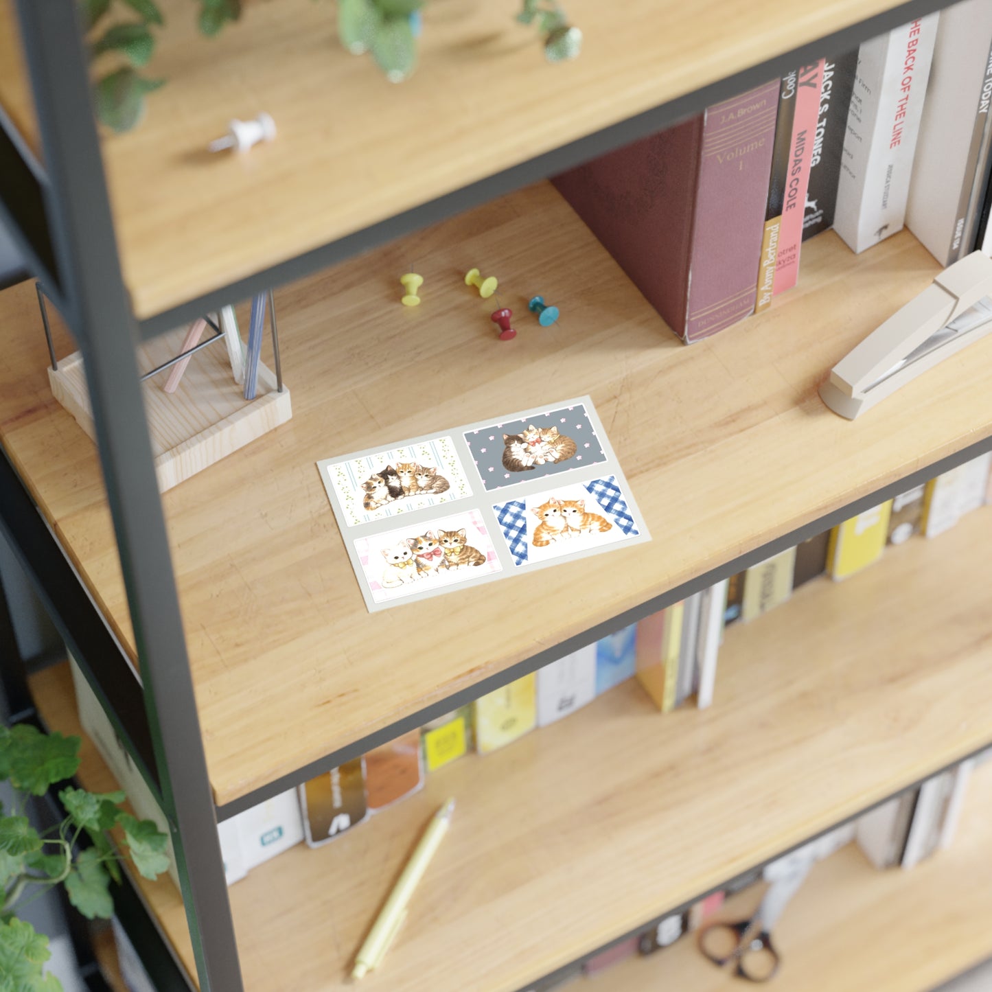 Vintage Kitten Stickers — Cute Floral & Striped Cat Decals