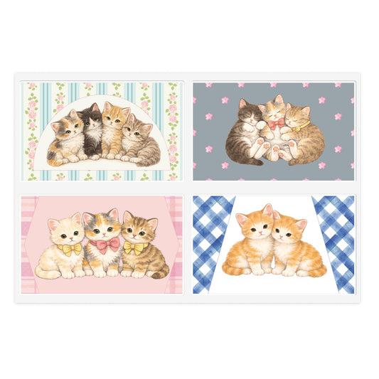 Vintage Kitten Stickers — Cute Floral & Striped Cat Decals