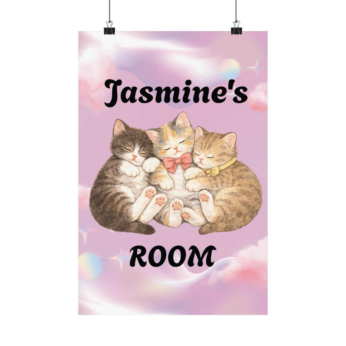 Personalized Matte Vertical Poster — Sleeping Kittens Room Name • Perfect Gift for Cat-Loving Kids