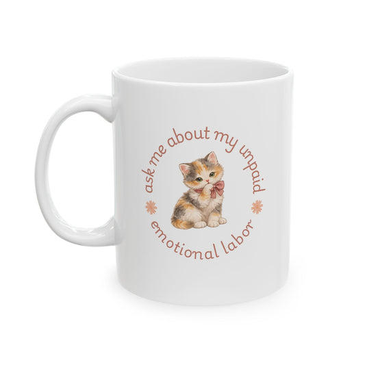 Ask Me Mug — Retro Kitten Coffee Cup Ceramic Mug Pastel Cat