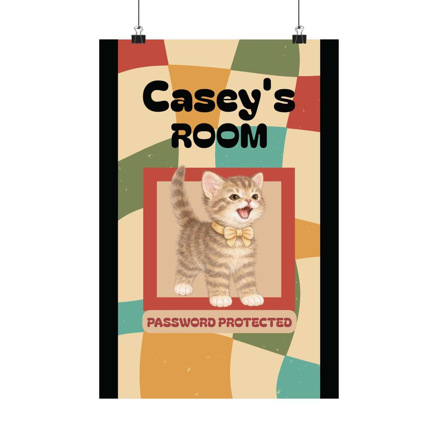 Personalized Cat Room Poster — "Password Protected" Matte Vertical Poster