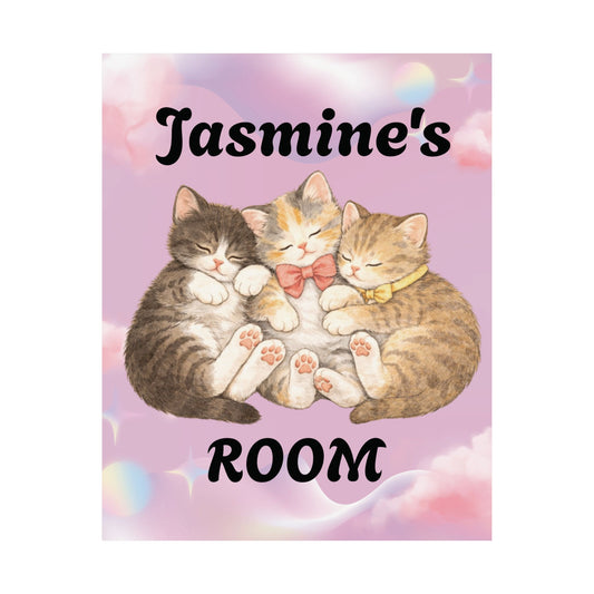 Personalized Matte Vertical Poster — Sleeping Kittens Room Name • Perfect Gift for Cat-Loving Kids