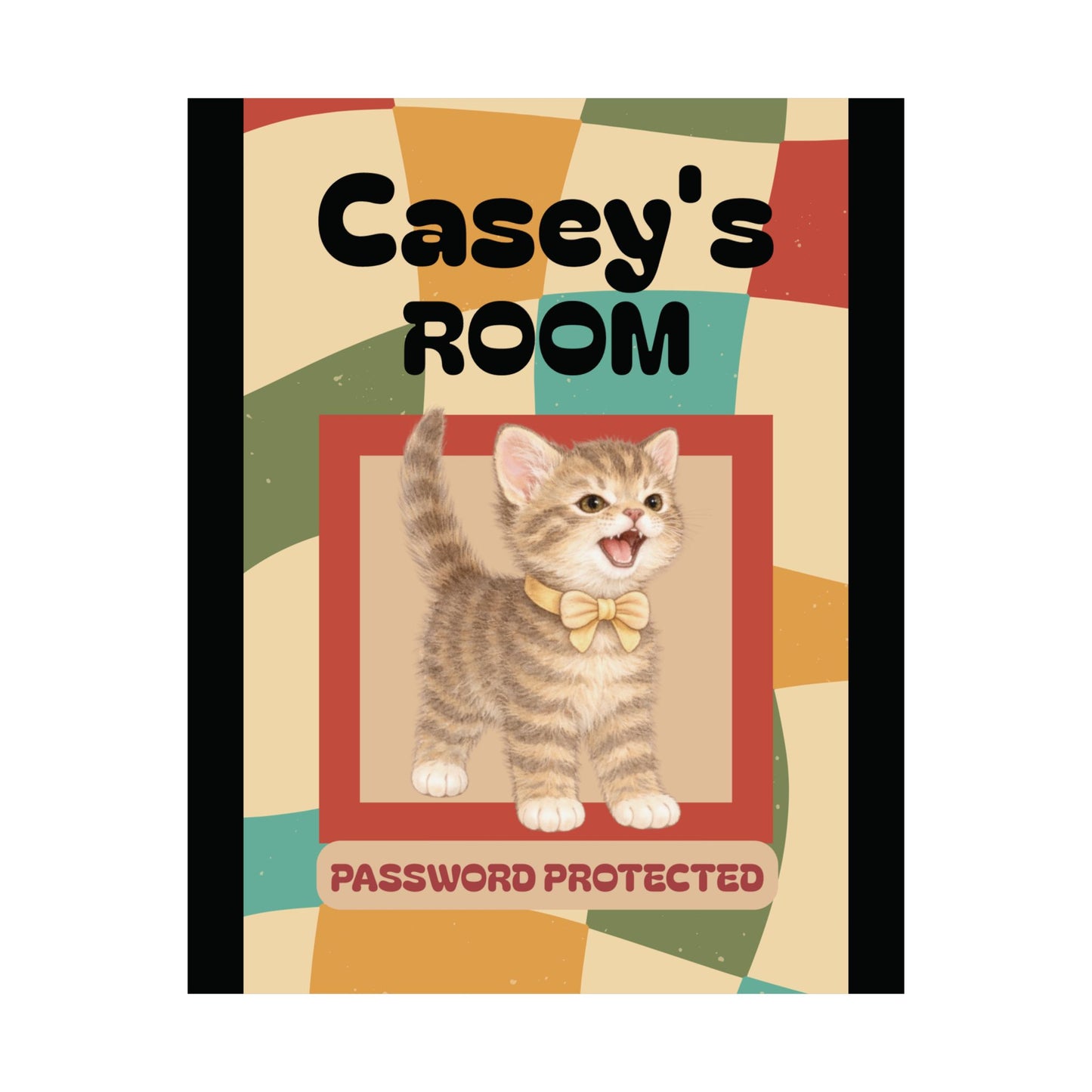 Personalized Cat Room Poster — "Password Protected" Matte Vertical Poster