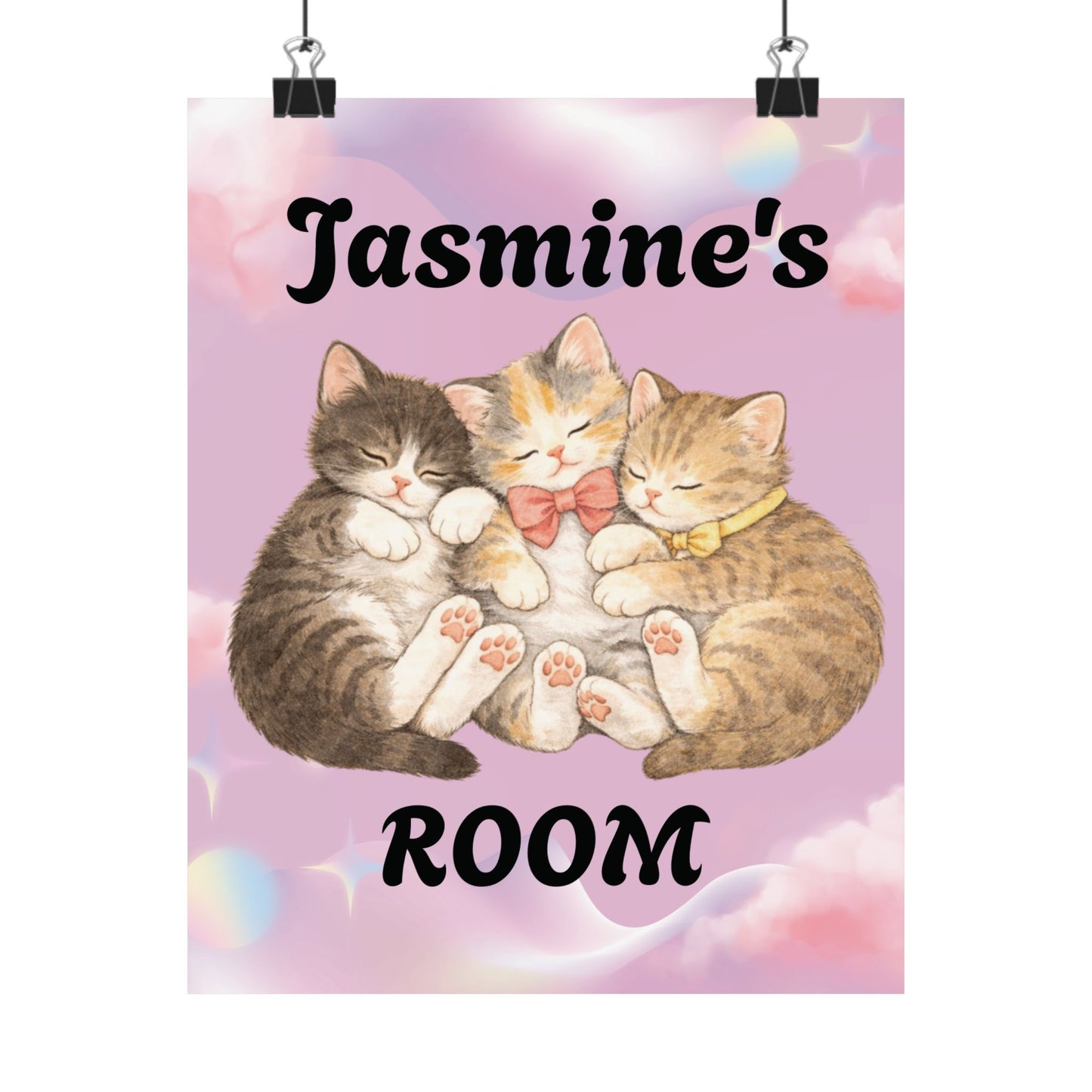 Personalized Matte Vertical Poster — Sleeping Kittens Room Name • Perfect Gift for Cat-Loving Kids